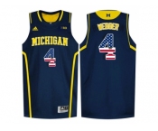 2016 US Flag Fashion-Michigan Wolverines Chirs Webber #4 Basketball Authentic Jersey - Navy Blue