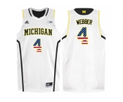 2016 US Flag Fashion-Michigan Wolverines Chirs Webber #4 Basketball Authentic Jersey - White