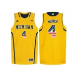 2016 US Flag Fashion-Michigan Wolverines Chirs Webber #4 Basketball Authentic Jersey - Yellow