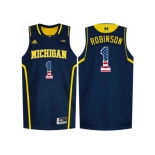 2016 US Flag Fashion-Michigan Wolverines Glenn Robinson III #1 Basketball Authentic Jersey - Navy Blue