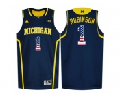 2016 US Flag Fashion-Michigan Wolverines Glenn Robinson III #1 Basketball Authentic Jersey - Navy Blue