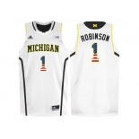 2016 US Flag Fashion-Michigan Wolverines Glenn Robinson III #1 Basketball Authentic Jersey - White