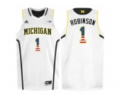 2016 US Flag Fashion-Michigan Wolverines Glenn Robinson III #1 Basketball Authentic Jersey - White