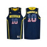 2016 US Flag Fashion-Michigan Wolverines Tim Hardaway Jr. #10 Basketball Authentic Jersey - Navy Blue