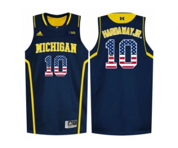 2016 US Flag Fashion-Michigan Wolverines Tim Hardaway Jr. #10 Basketball Authentic Jersey - Navy Blue