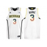 2016 US Flag Fashion-Michigan Wolverines Trey Burke #3 Basketball Authentic Jersey - White