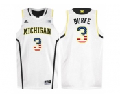 2016 US Flag Fashion-Michigan Wolverines Trey Burke #3 Basketball Authentic Jersey - White