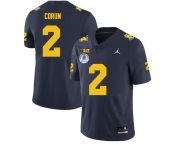 Men Michigan Wolverines Blake Corum #2 Navy Blue High School F U S E Stitched 2024 Rose Bowl Jersey