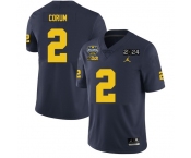 Men Michigan Wolverines Blake Corum #2 Navy High School F U S E Stitched 2024 National Champions Jersey