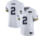 Men Michigan Wolverines Blake Corum #2 White High School F U S E Stitched 2024 National Champions Jersey