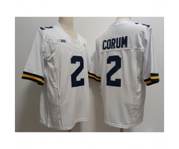 Men Michigan Wolverines Blake Corum #2 White High School F U S E Stitched Jersey