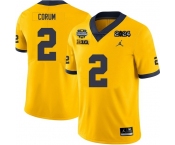 Men Michigan Wolverines Blake Corum #2 Yellow High School F U S E Stitched 2024 National Champions Jersey