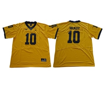 Michigan Wolverines #10 Tom Brady Gold College Football Jersey