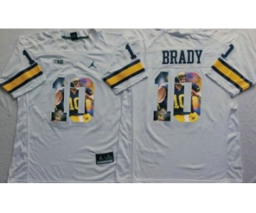 Michigan Wolverines #10 Tom Brady White Player Fashion Stitched NCAA Jersey