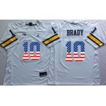 Michigan Wolverines #10 Tom Brady White USA Flag College Jersey