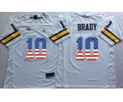 Michigan Wolverines #10 Tom Brady White USA Flag College Jersey