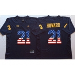 Michigan Wolverines #21 Desmond Howard Navy White USA Flag College Jersey