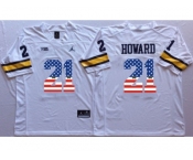 Michigan Wolverines #21 Desmond Howard White USA Flag College Jersey