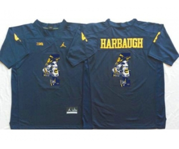 Michigan Wolverines #4 Jim Harbaugh Navy Blue Player Fashion Stitched NCAA Jersey