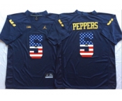 Michigan Wolverines #5 Jabrill Peppers Navy USA Flag College Jersey