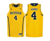 Michigan Wolverines Chirs Webber #4 Basketball Authentic Jersey - Yellow