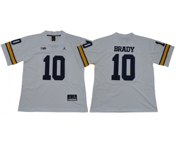 Wolverines #10 Tom Brady White Jordan Brand Limited Stitched NCAA Jersey