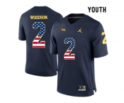 2016 US Flag Fashion-2016 Youth Jordan Brand Michigan Wolverines Charles Woodson #2 College Football Limited Jersey - Navy Blue