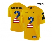 2016 US Flag Fashion-2016 Youth Jordan Brand Michigan Wolverines Charles Woodson #2 College Football Limited Jersey - Yellow