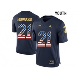 2016 US Flag Fashion-2016 Youth Jordan Brand Michigan Wolverines Desmond Howard #21 College Football Limited Jersey - Navy Blue