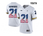 2016 US Flag Fashion-2016 Youth Jordan Brand Michigan Wolverines Desmond Howard #21 College Football Limited Jersey - White