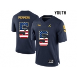 2016 US Flag Fashion-2016 Youth Jordan Brand Michigan Wolverines Jabrill Peppers # 5 College Football Limited Jersey - Navy Blue