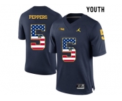 2016 US Flag Fashion-2016 Youth Jordan Brand Michigan Wolverines Jabrill Peppers # 5 College Football Limited Jersey - Navy Blue