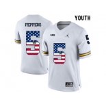 2016 US Flag Fashion-2016 Youth Jordan Brand Michigan Wolverines Jabrill Peppers #5 College Football Limited Jersey - White