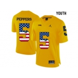 2016 US Flag Fashion-2016 Youth Jordan Brand Michigan Wolverines Jabrill Peppers #5 College Football Limited Jersey - Yellow