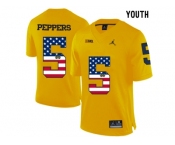 2016 US Flag Fashion-2016 Youth Jordan Brand Michigan Wolverines Jabrill Peppers #5 College Football Limited Jersey - Yellow