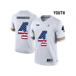 2016 US Flag Fashion-2016 Youth Jordan Brand Michigan Wolverines Jim Harbaugh #4 College Football Limited Jersey - White