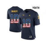 2016 US Flag Fashion-2016 Youth Jordan Brand Michigan Wolverines Tom Brady #10 College Football Limited Jersey - Navy Blue