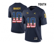 2016 US Flag Fashion-2016 Youth Jordan Brand Michigan Wolverines Tom Brady #10 College Football Limited Jersey - Navy Blue