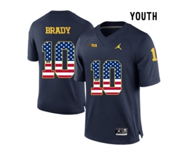 2016 US Flag Fashion-2016 Youth Jordan Brand Michigan Wolverines Tom Brady #10 College Football Limited Jersey - Navy Blue