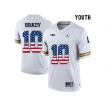 2016 US Flag Fashion-2016 Youth Jordan Brand Michigan Wolverines Tom Brady #10 College Football Limited Jersey - White