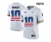 2016 US Flag Fashion-2016 Youth Jordan Brand Michigan Wolverines Tom Brady #10 College Football Limited Jersey - White