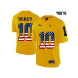 2016 US Flag Fashion-2016 Youth Jordan Brand Michigan Wolverines Tom Brady #10 College Football Limited Jersey - Yellow