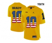 2016 US Flag Fashion-2016 Youth Jordan Brand Michigan Wolverines Tom Brady #10 College Football Limited Jersey - Yellow