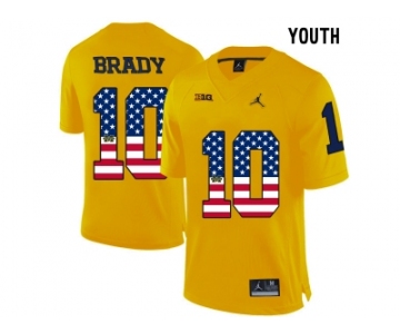 2016 US Flag Fashion-2016 Youth Jordan Brand Michigan Wolverines Tom Brady #10 College Football Limited Jersey - Yellow