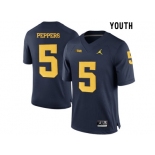 2016 Youth Jordan Brand Michigan Wolverines Jabrill Peppers #5 College Football Limited Jersey - Navy Blue