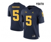 2016 Youth Jordan Brand Michigan Wolverines Jabrill Peppers #5 College Football Limited Jersey - Navy Blue