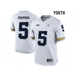 2016 Youth Jordan Brand Michigan Wolverines Jabrill Peppers #5 College Football Limited Jersey - White