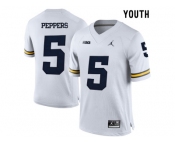 2016 Youth Jordan Brand Michigan Wolverines Jabrill Peppers #5 College Football Limited Jersey - White