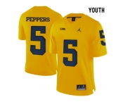 2016 Youth Jordan Brand Michigan Wolverines Jabrill Peppers #5 College Football Limited Jersey - Yellow