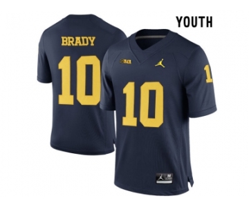 2016 Youth Jordan Brand Michigan Wolverines Tom Brady #10 College Football Limited Jersey - Navy Blue